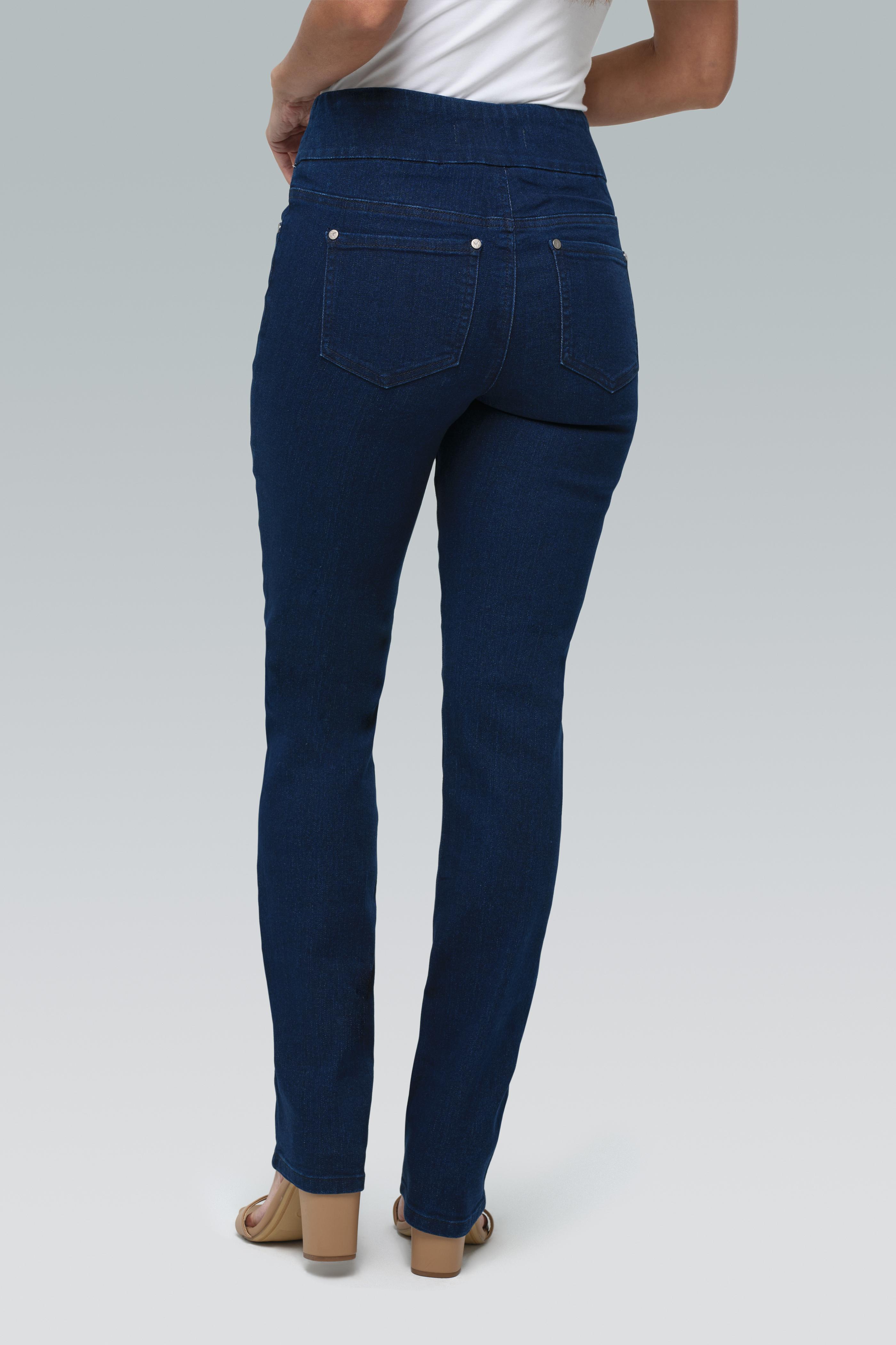 Pull on stretch straight leg jeans best sale