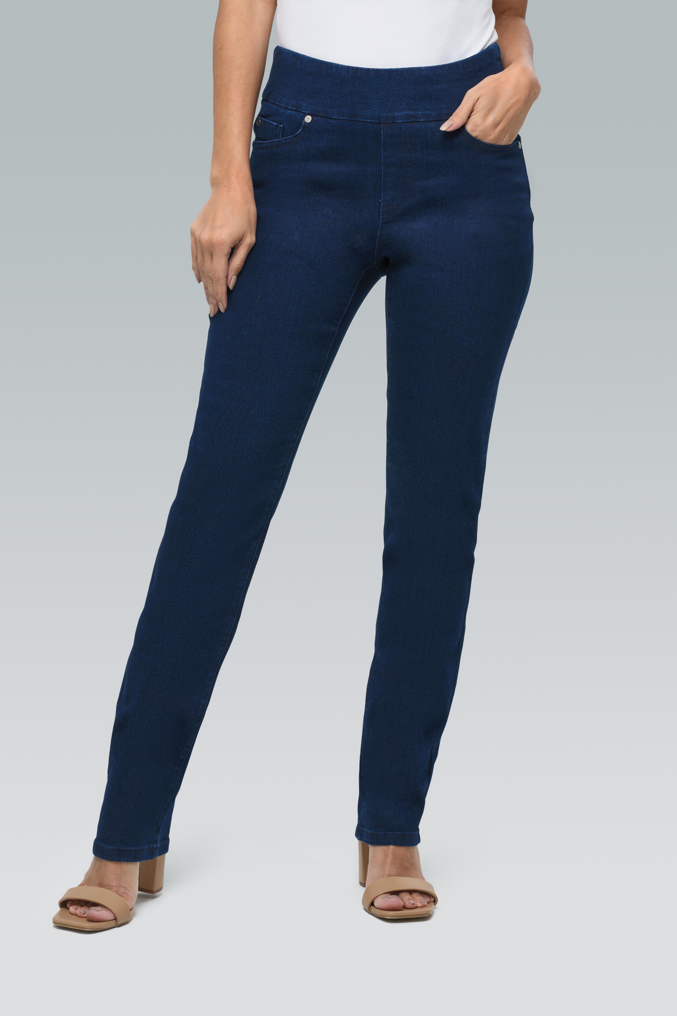 Pull on stretch straight leg jeans best sale